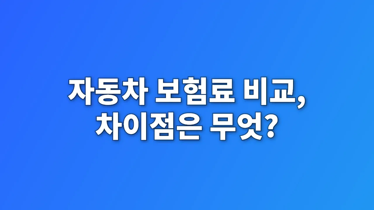 자동차 보험료 비교, 차이점은 무엇?